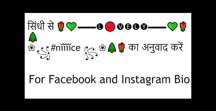 सिंधी से 🌹💚▬▬🅛🔴🅥🅔🅛🅨▬▬💚🌹🌲❀꧁#nĭĭĭĭce ꧂❀🌲🌹 का अनुवाद करें | For Facebook and Instagram Bio